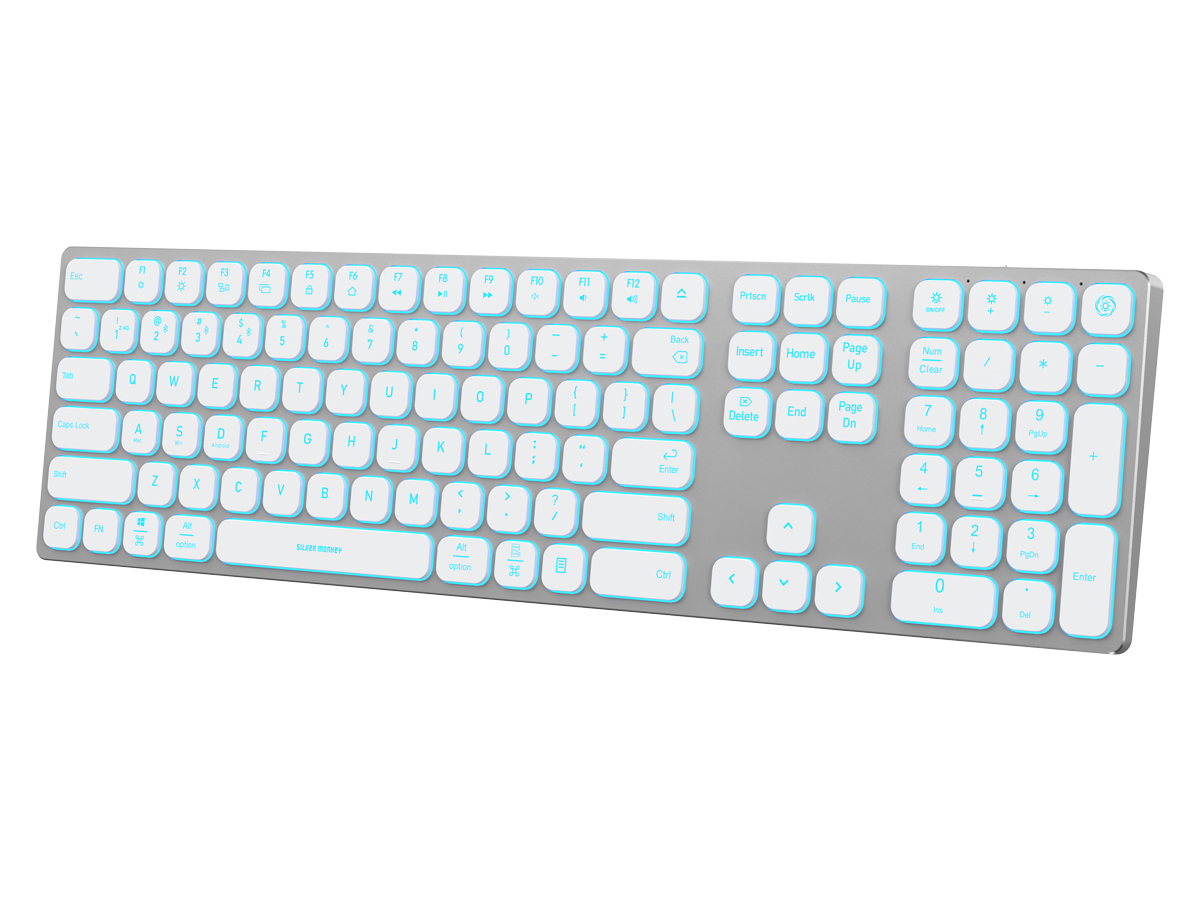 Kabellose Tastatur Silver Monkey Alu Keys Premium Backlight White
