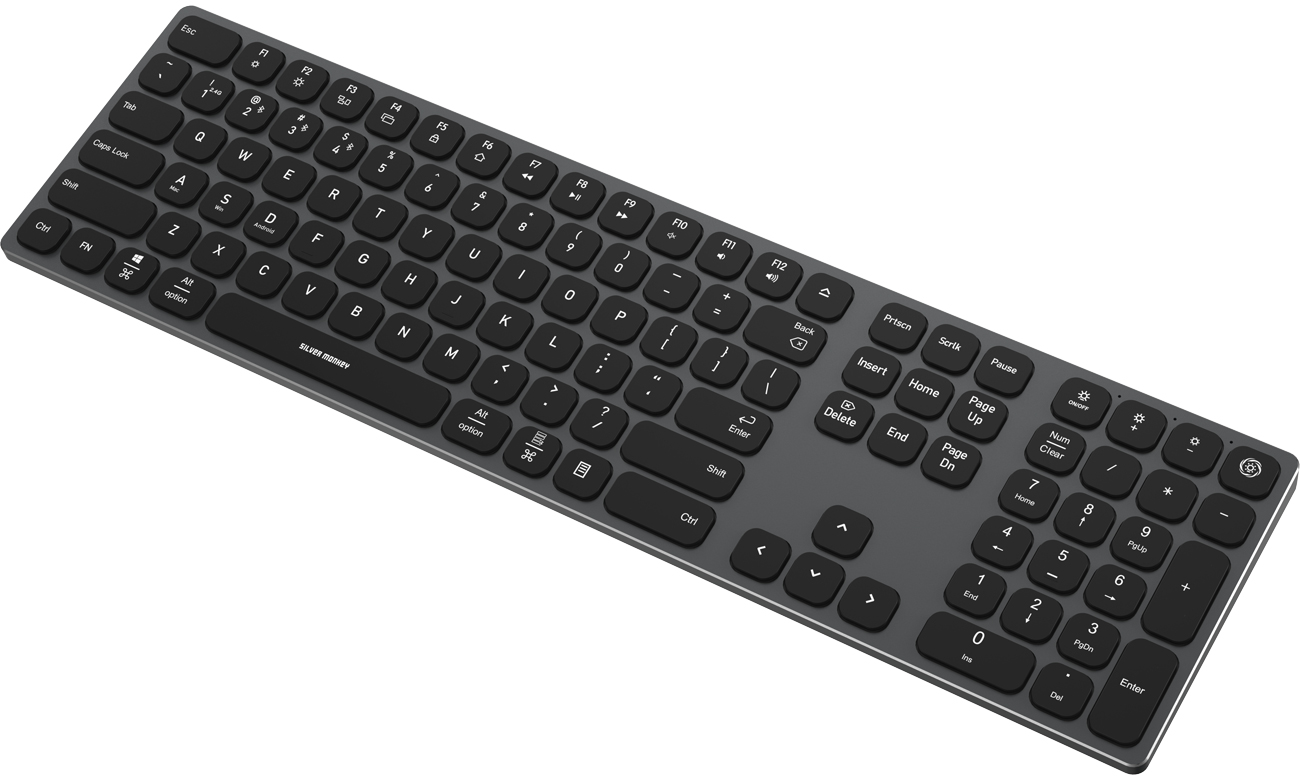 Kabellose Tastatur Silver Monkey Alu Keys Premium Backlight Black