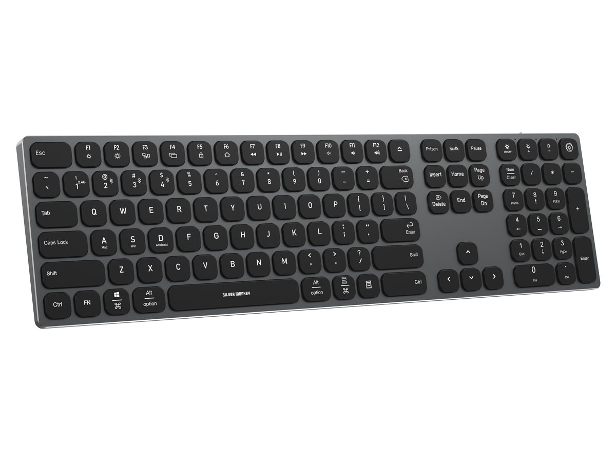 Kabellose Tastatur Silver Monkey Alu Keys Premium Backlight Black