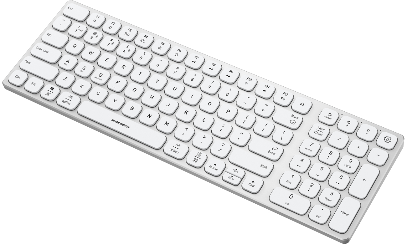Kabellose Tastatur Silver Monkey Alu Keys Mini Premium Backlight White