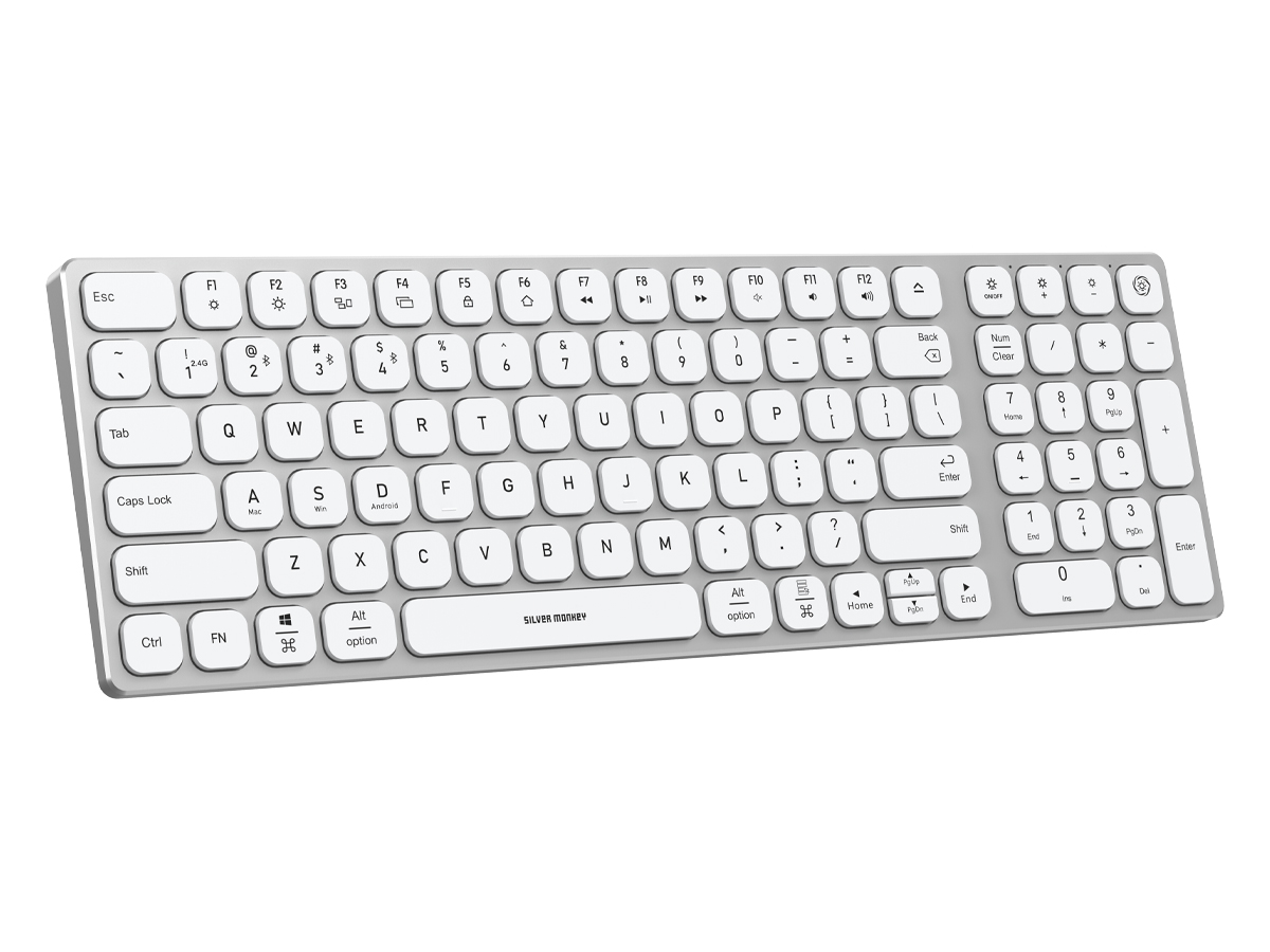 Kabellose Tastatur Silver Monkey Alu Keys Mini Premium Backlight White