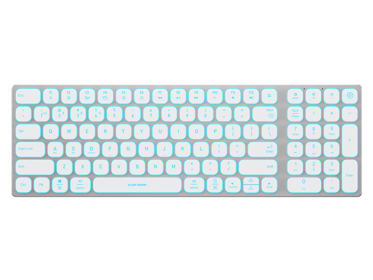 Kabellose Tastatur Silver Monkey Alu Keys Mini Premium Backlight White
