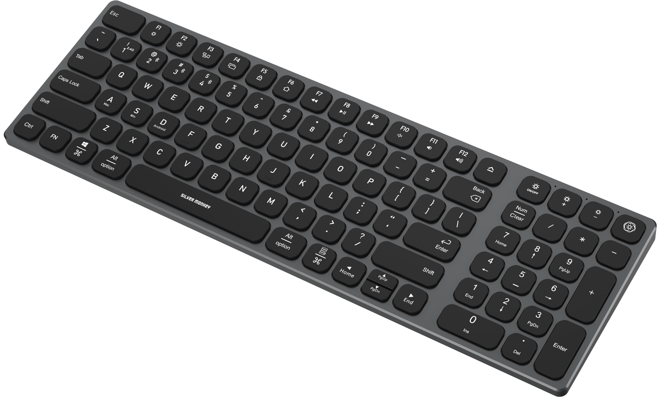 Kabellose Tastatur Silver Monkey Alu Keys Mini Premium Backlight Black