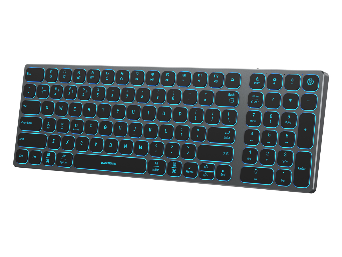 Kabellose Tastatur Silver Monkey Alu Keys Mini Premium Backlight Black