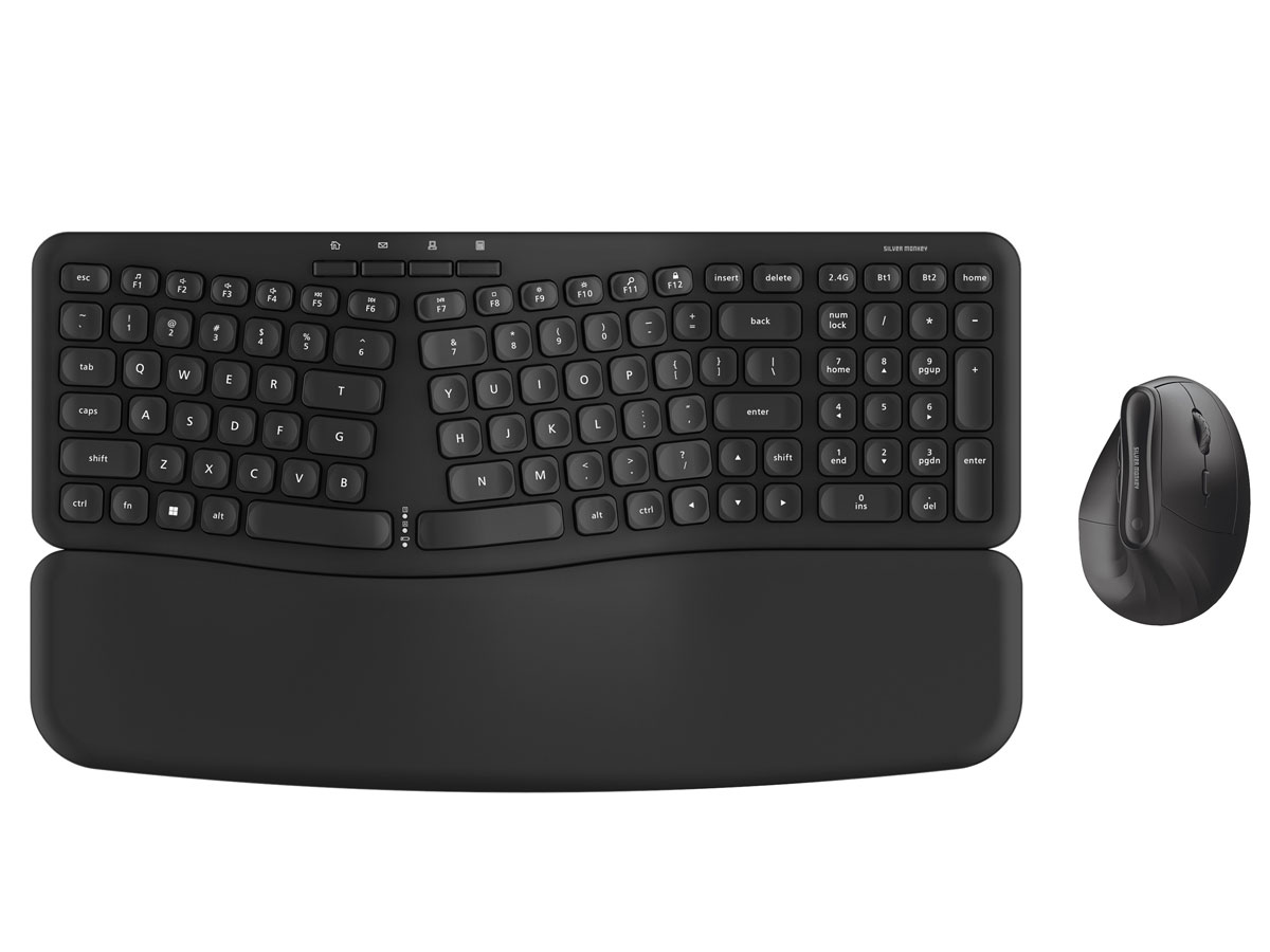Silver Monkey Ergonomic Keyboard + Premium Ergonomic Wireless Comfort Mouse
