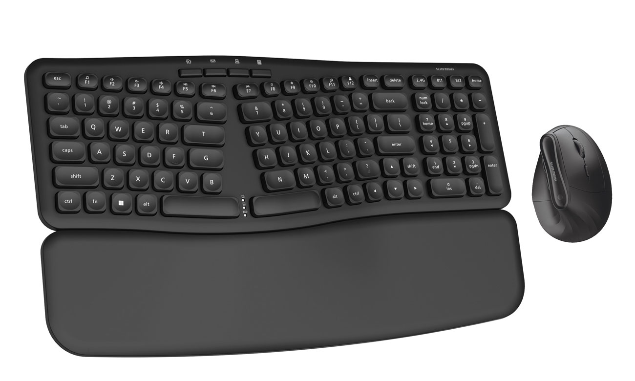 Silver Monkey Ergonomic Keyboard + Premium Ergonomic Wireless Comfort Mouse
