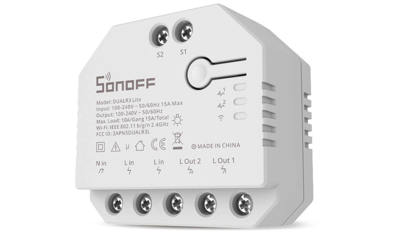 Intelligenter Schalter Sonoff Dual R3 Lite - Vorderansicht im Winkel