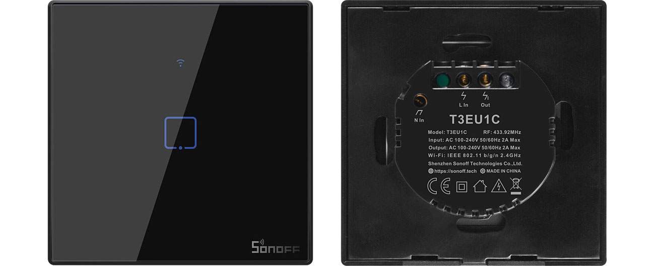 Sonoff Dotykowy Włącznik T3 EU TX (WiFi+RF433 1-kanałowy) IM190314018 (czarny)