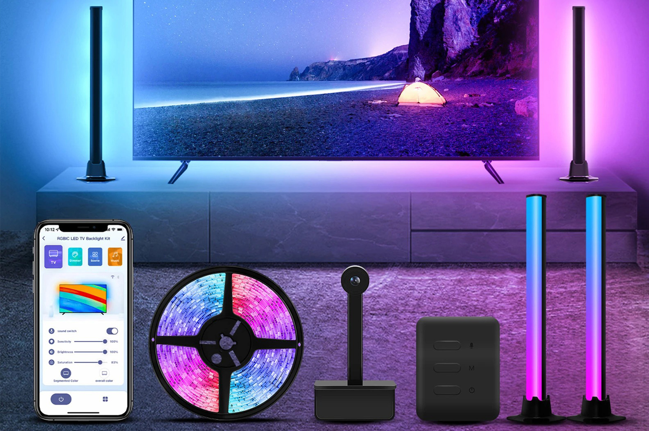 Intelligente LED RGB TV-Beleuchtung Spacetronik GLOW Strip Kit - Lifestyle-Grafik