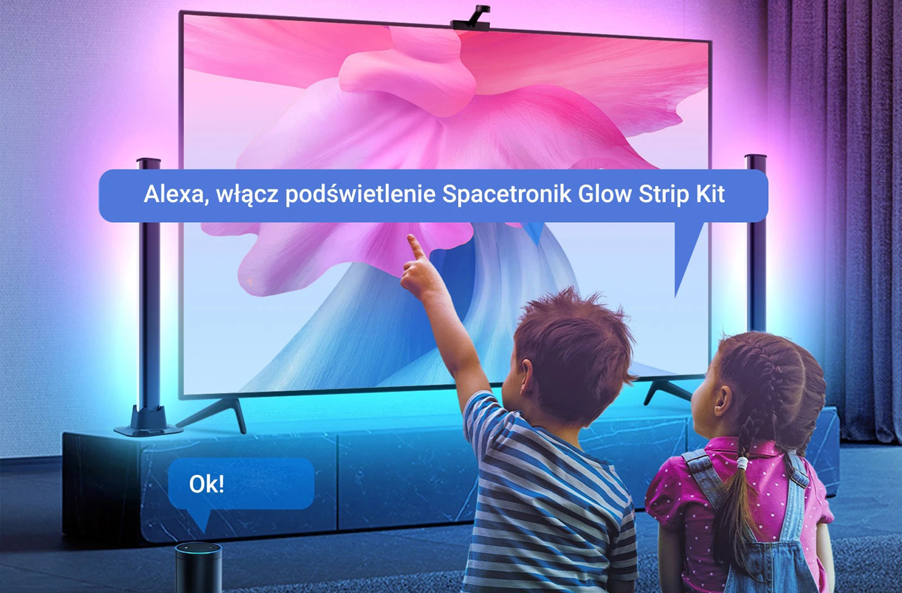 Intelligenter LED RGB TV-Streifen Spacetronik GLOW Strip WiFi - Fernsteuerung per Smartphone und Sprachsteuerung
