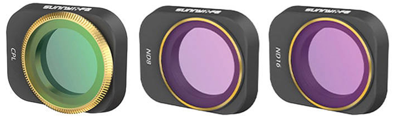 Set aus 3 Filtern CPL+ND8+ND16 Sunnylife für DJI Mini 3 Pro - Gesamtansicht