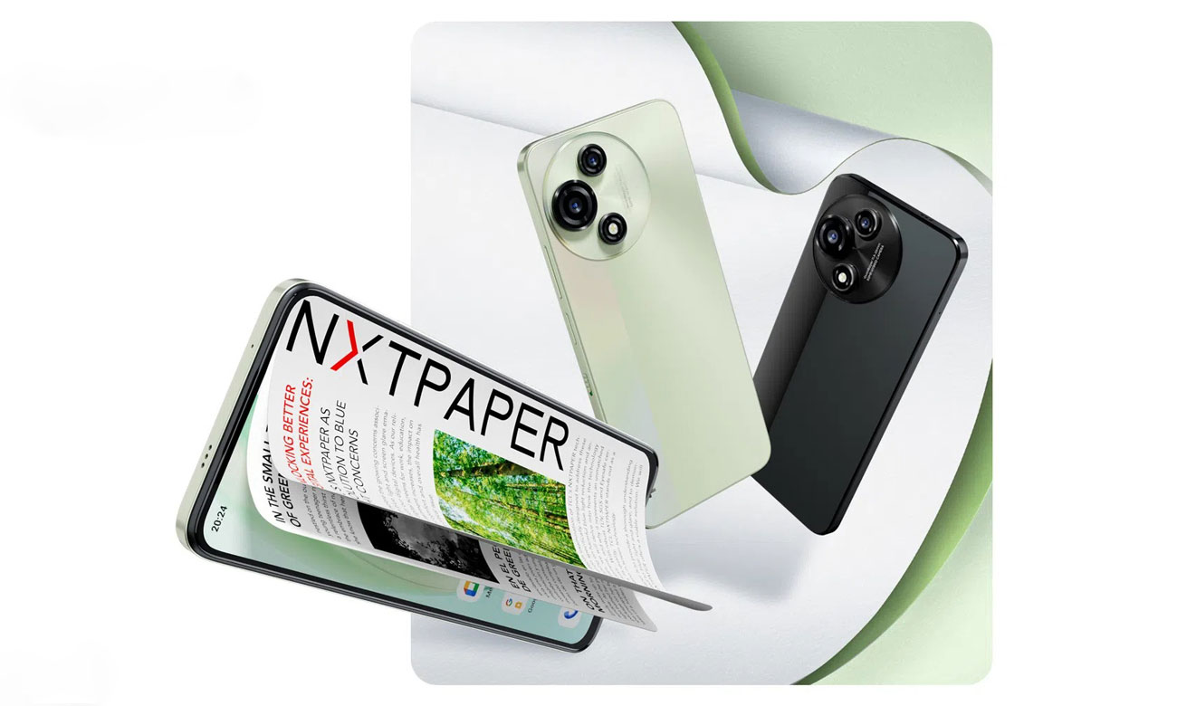 TCL 60 SE NXTPAPER 5G Bildschirm und Rückseite des Gehäuses