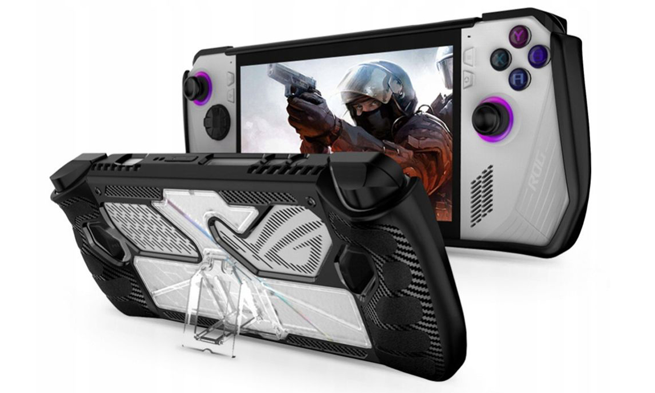 Etui Tech-Protect Defense für ASUS ROG Ally - Ansicht von hinten und vorne im Winkel