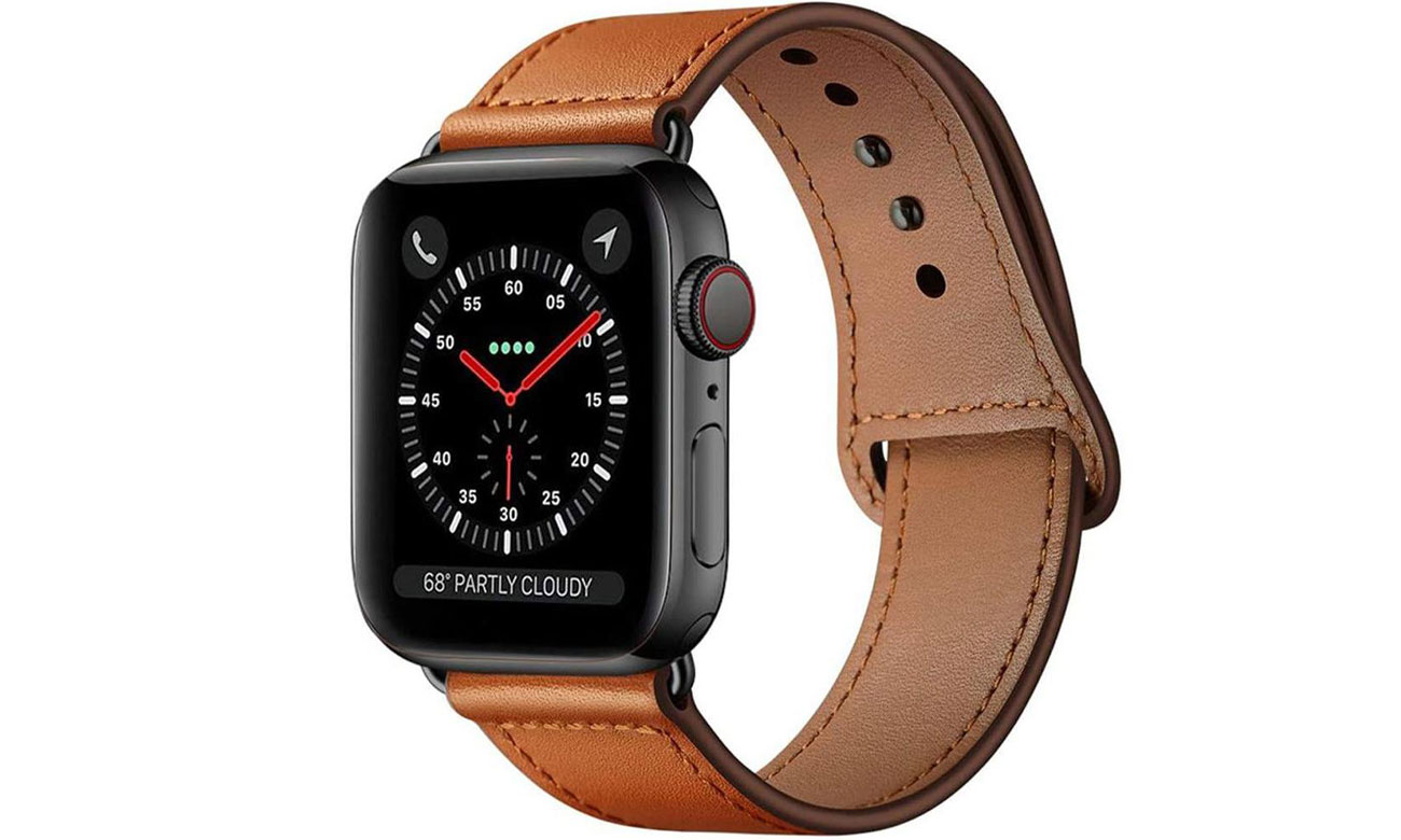 Tech-Protect Leatherfit Armband für Apple Watch braun