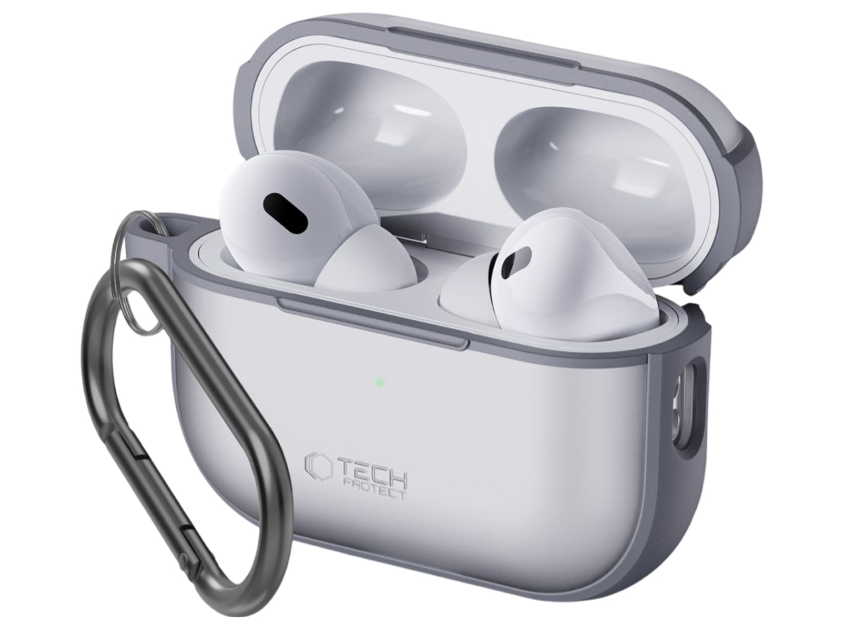 Tech-Protect Magmat Hülle für Apple AirPods Pro (1.|2. Gen.) Matte Grey - Vorderansicht im Winkel