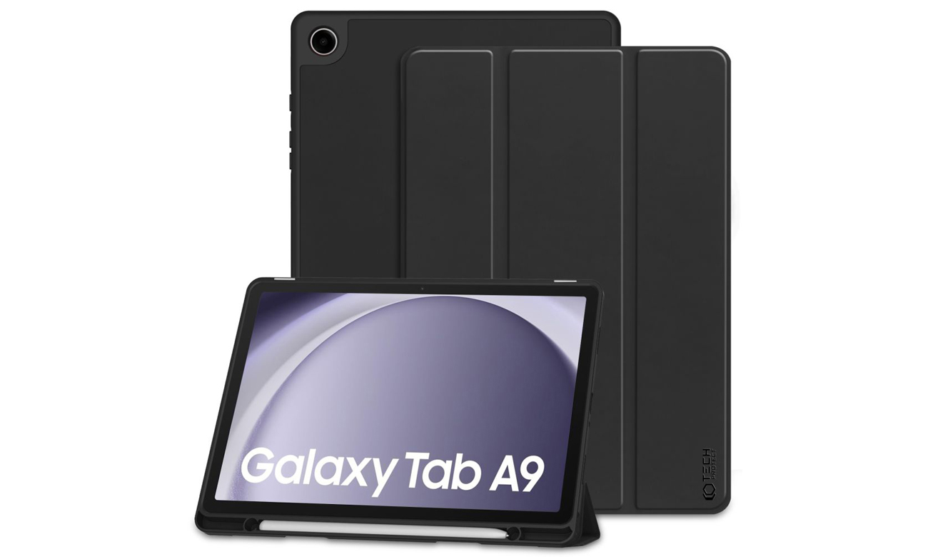 Etui Tech-Protect SmartCase Pen für Samsung Galaxy Tab A9 Schwarz - Gesamtansicht