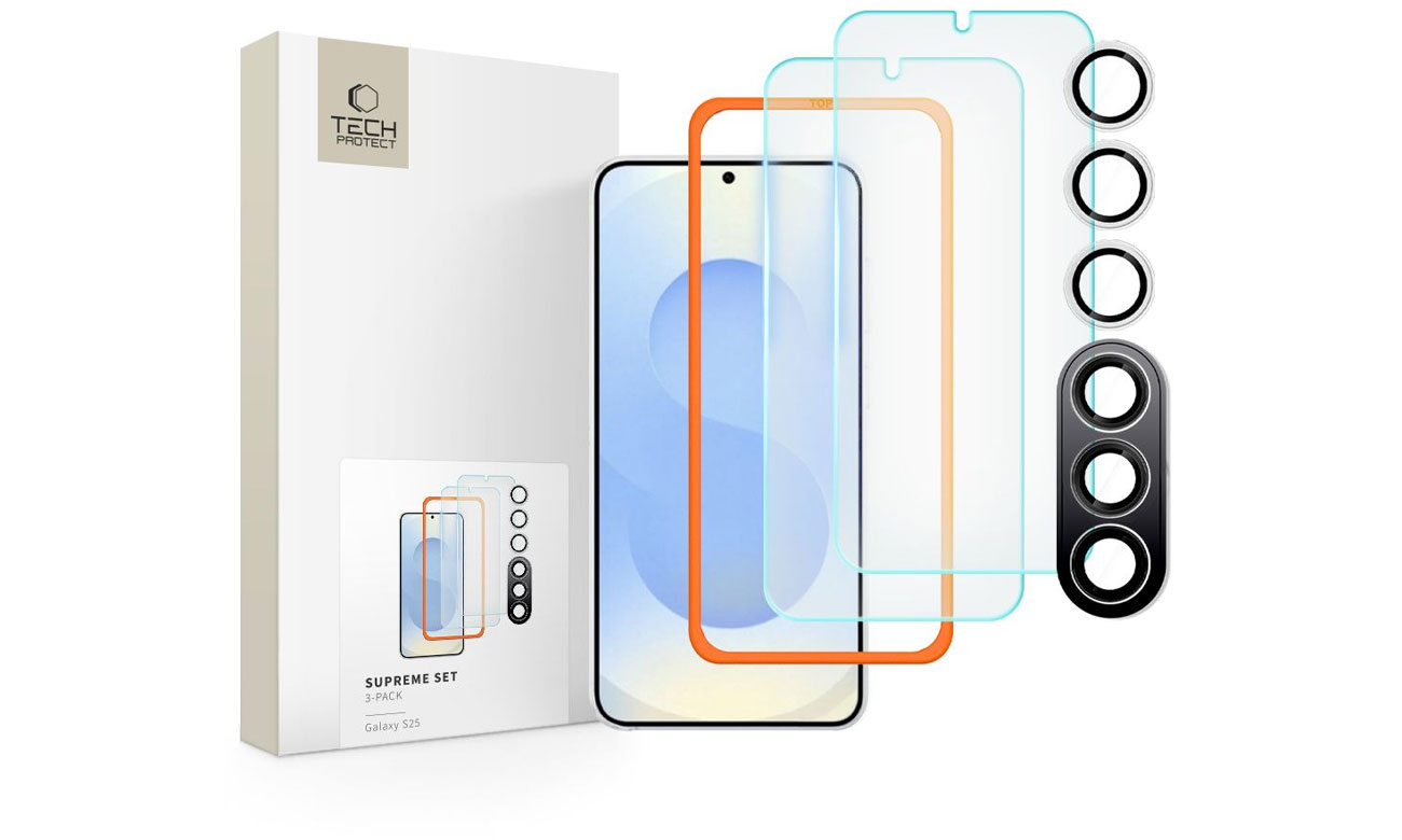 Tech-Protect Supreme Set 3-Pack für Samsung Galaxy S25 Clear