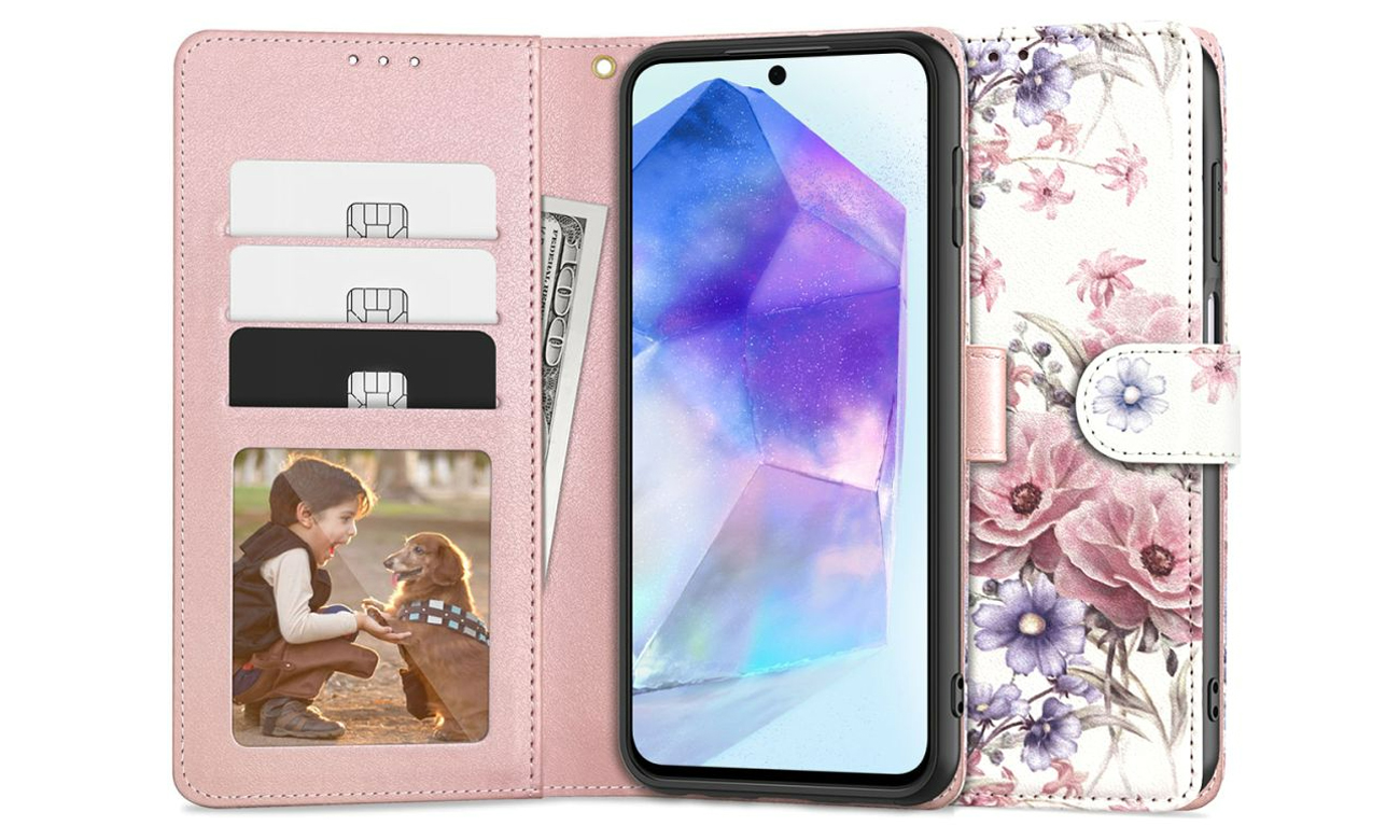 Tech-Protect Wallet Hülle für Samsung Galaxy A55 5G Blossom Flower