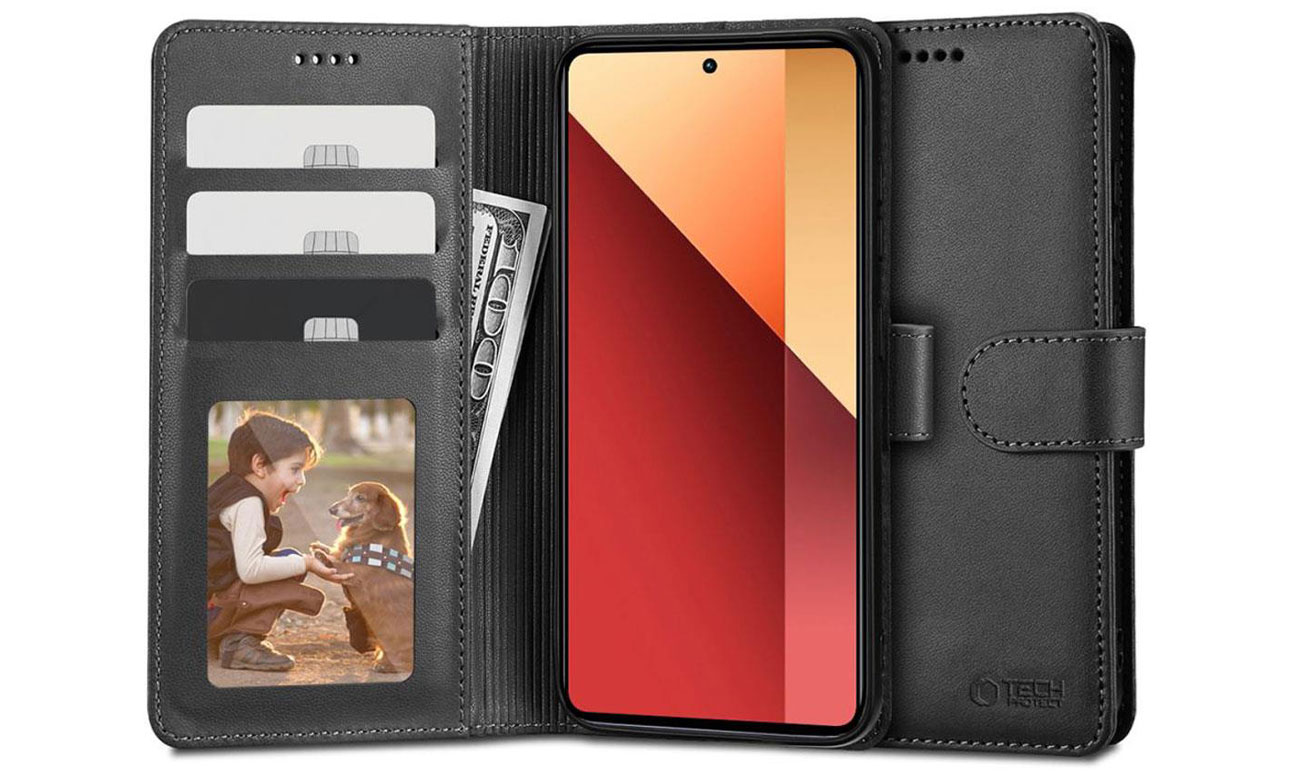 Tech-Protect Wallet für Xiaomi Redmi Note 13 4G Schwarz - Gesamtansicht