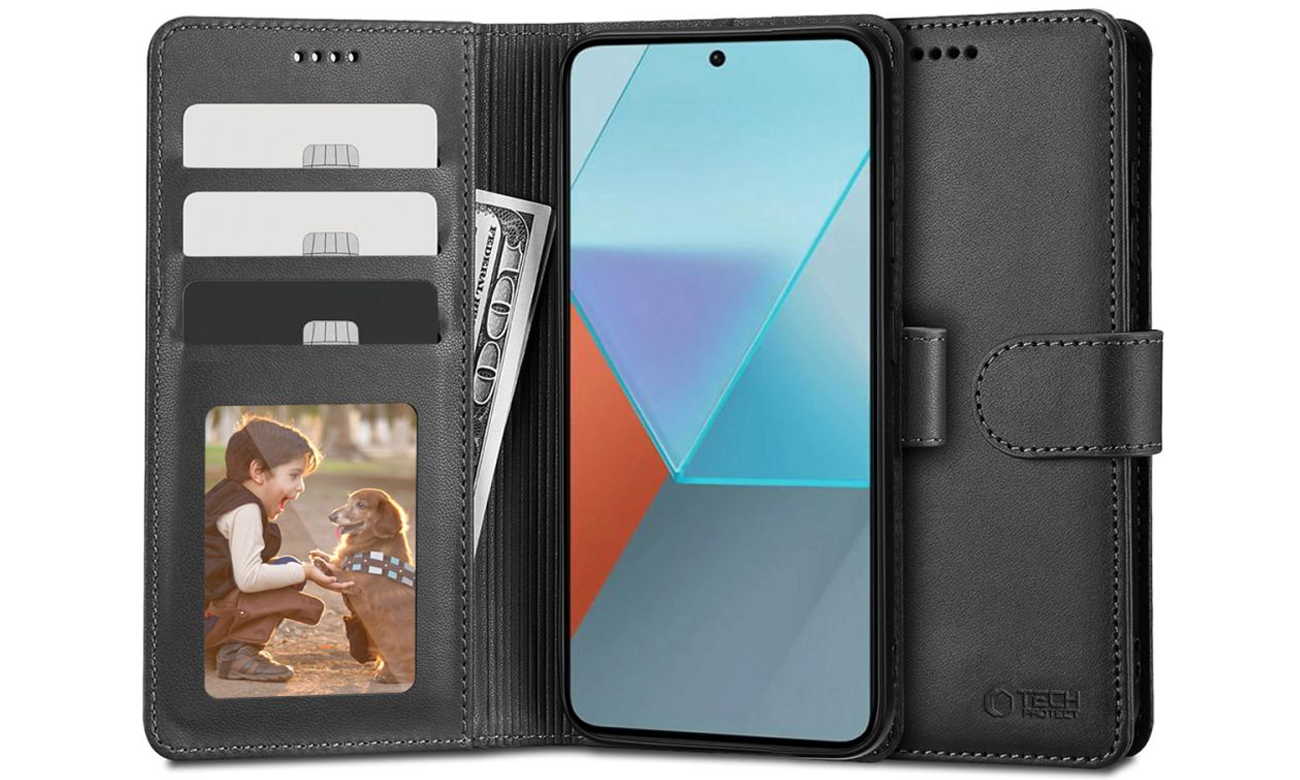 Tech-Protect Wallet Hülle für Xiaomi Redmi Note 13 4G Schwarz - Allgemeine Ansicht