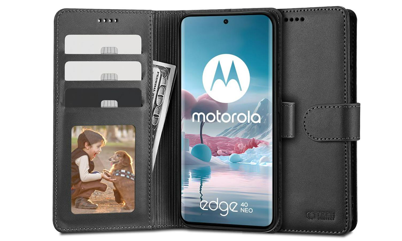 Tech-Protect Wallet Hülle für Motorola Edge 40 Neo schwarz