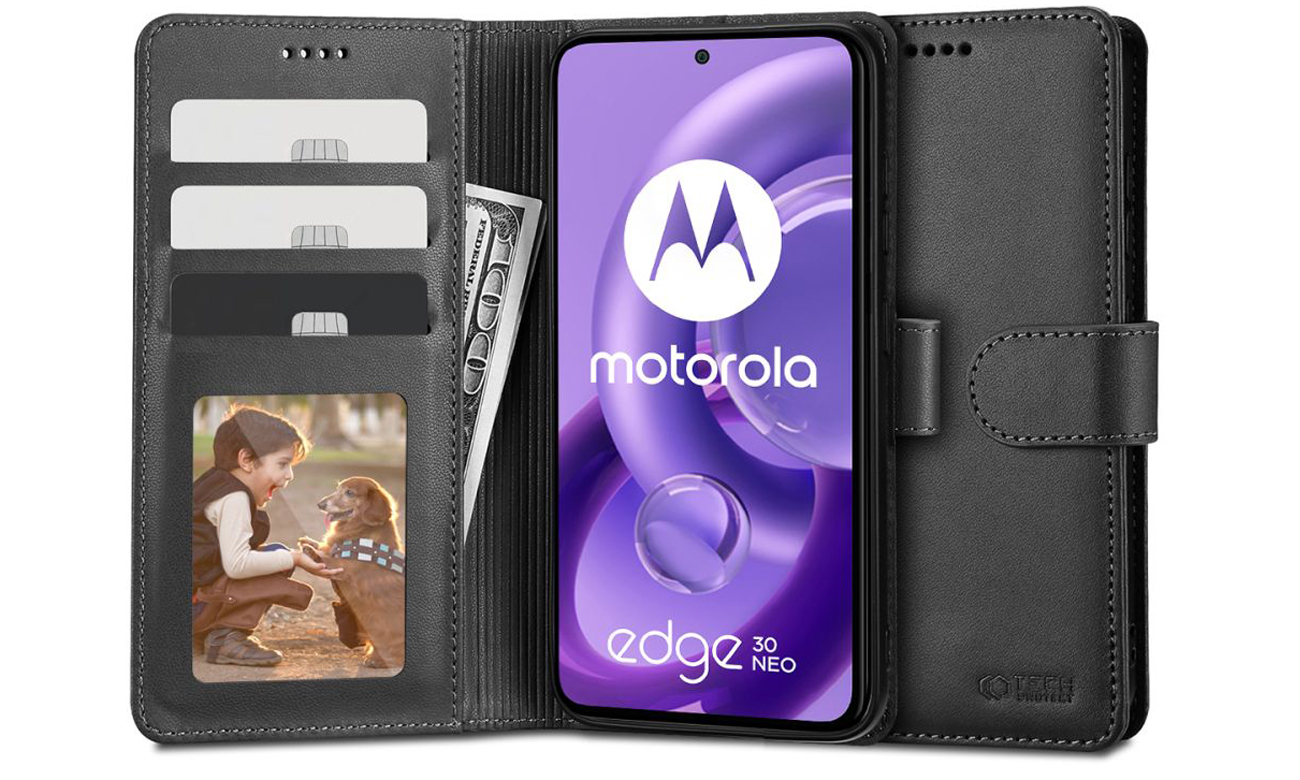 Etui Tech-Protect Wallet für Motorola Edge 30 Neo Schwarz - Allgemeine Ansicht