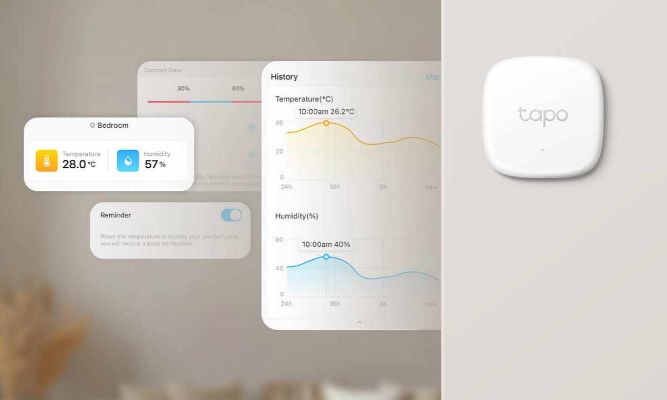 TP-Link Tapo T310 zawieszony na ścianie