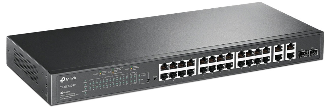 Switch TP-Link TL-SL2428P - Frontansicht im Winkel