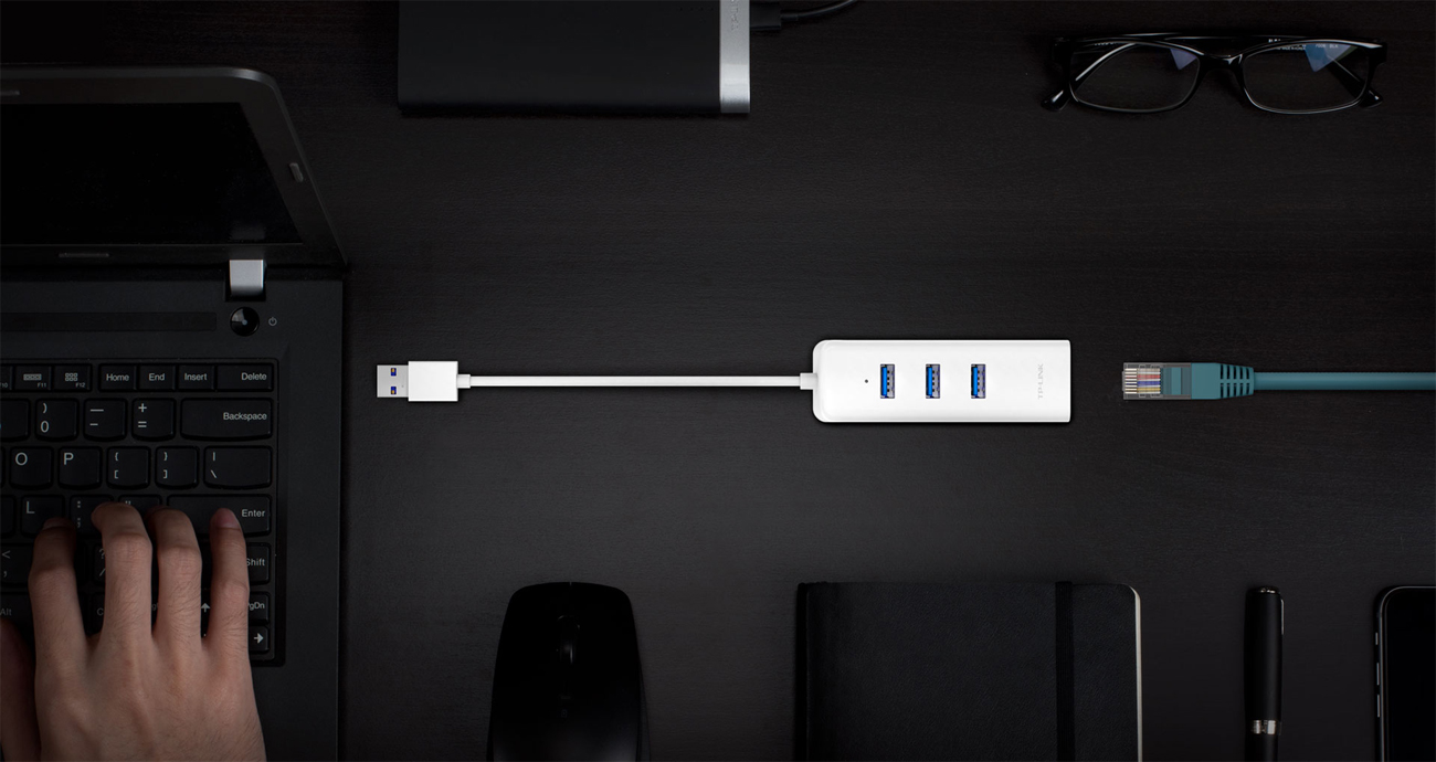 Ethernet-Netzwerkkarte mit 3-Port USB-Hub