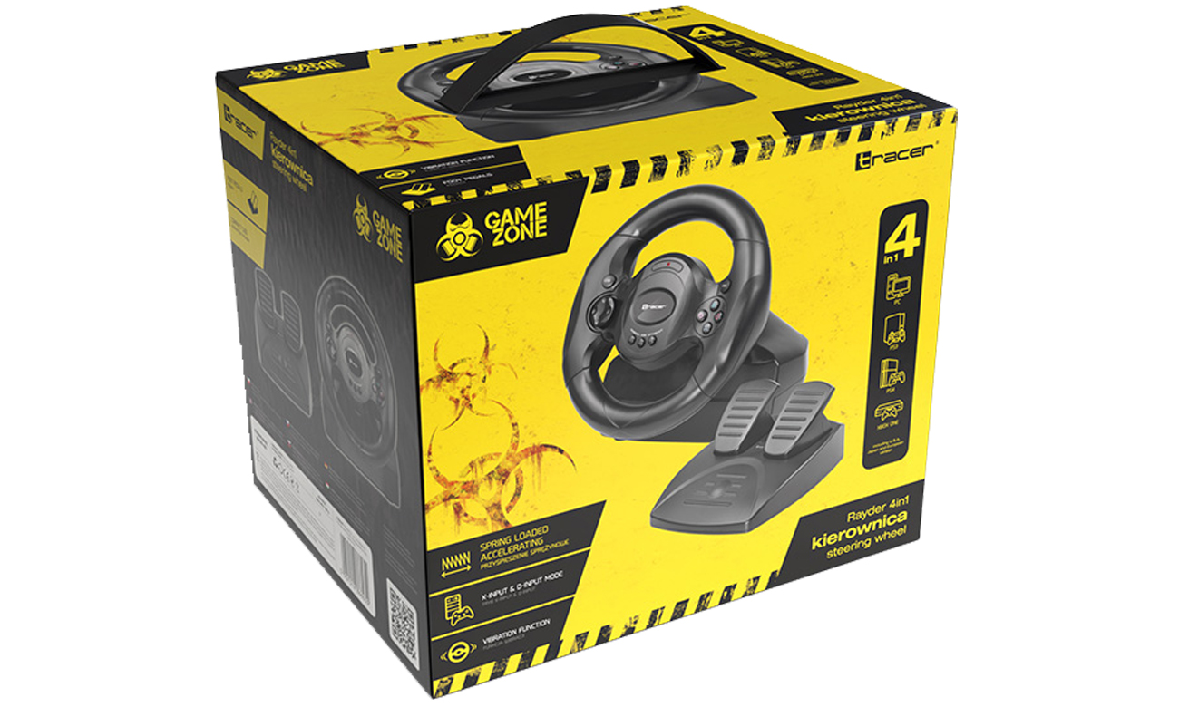 Kierownica Tracer Rayder 4 w 1 PC/PS3/PS4/Xbox One - Opakowanie