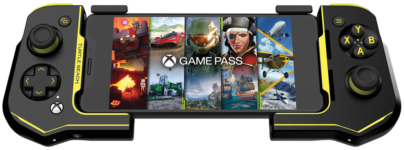 Kontroler do smartfona Turtle Beach Atom Schwarz-Gelb - Ansicht od Vorderseite, zastosowanie