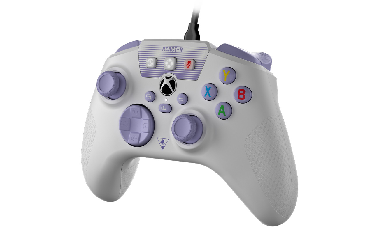 Kabelgebundener Controller Turtle Beach REACT-R Weiß-Violett - Vorderansicht im Winkel