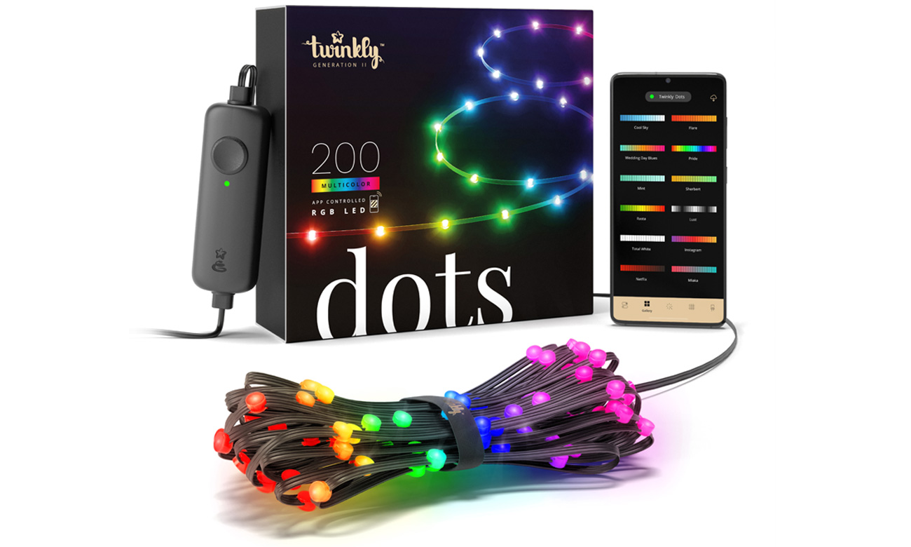 Intelligenter Lichtstreifen Twinkly Dots 200 LED RGB 10 m Schwarz