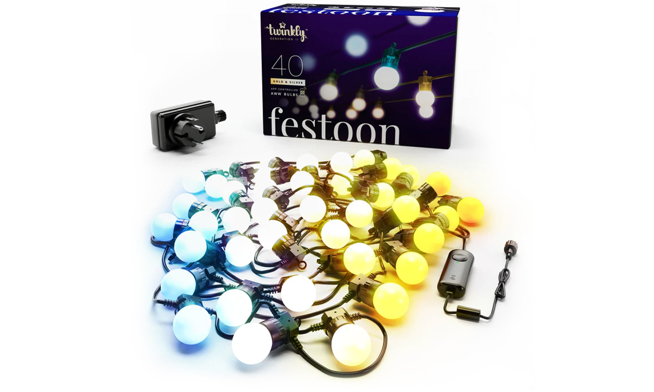 Intelligente Gartenlichter Twinkly Festoon Line 40 LED AWW