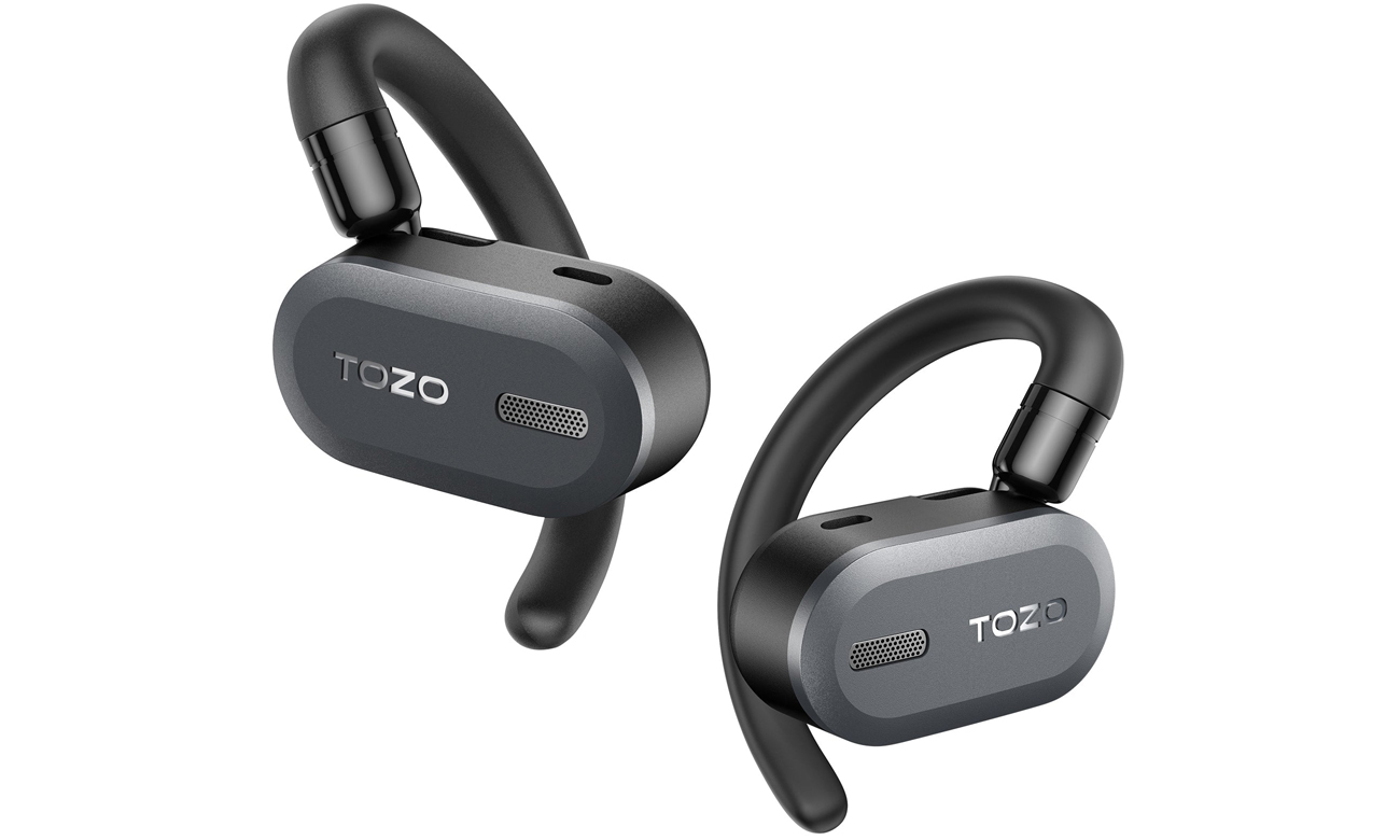 Słuchawki bezprzewodowe Tozo Open Buds Czarne - Widok lewej i prawej słuchawki