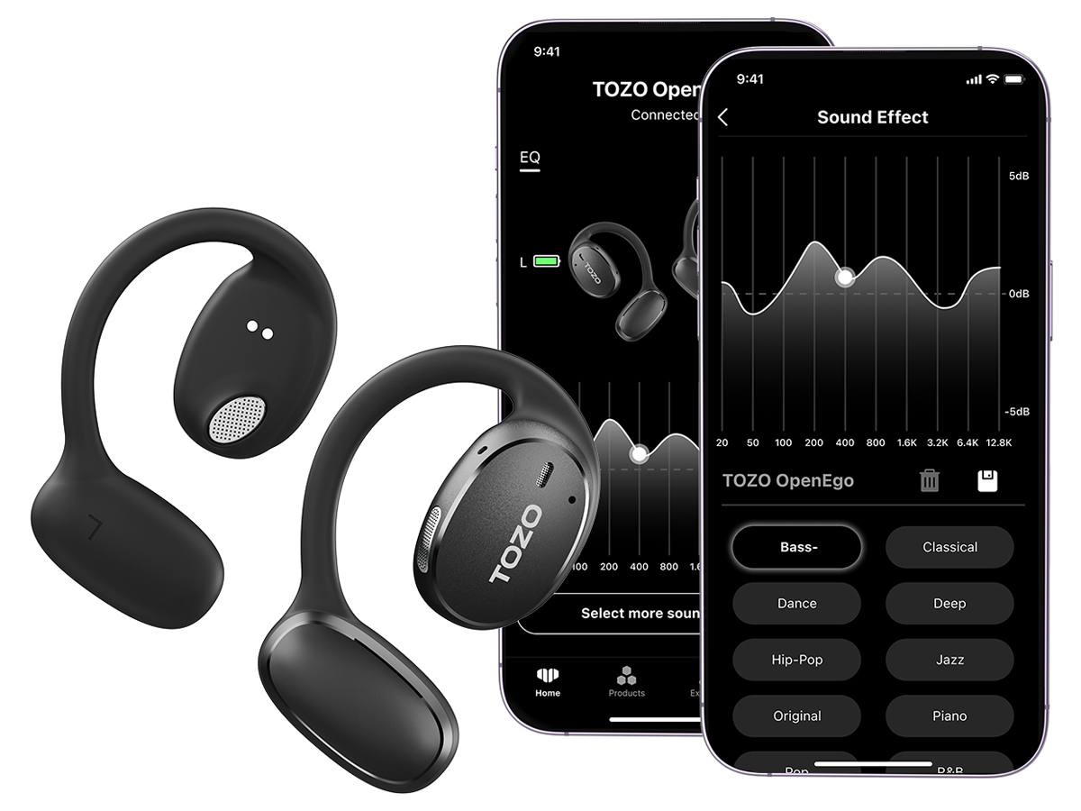 Drahtlose Kopfhörer Tozo OpenEgo Schwarz - Tozo App