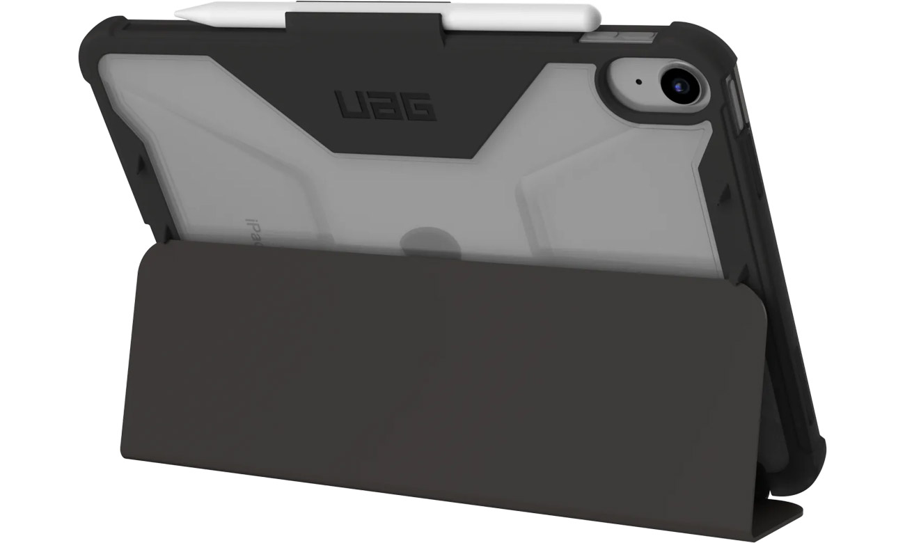 UAG Plyo Hülle für iPad Pro 10.9'' (10. Generation) Black ice - Rückansicht im Winkel
