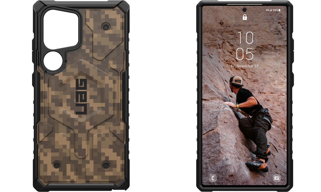 Etui UAG Pathfinder Magnet SE Pro do Samsung Galaxy S24 Ultra Digi Camo Dark Earth - Widok od tyłu i od przodu
