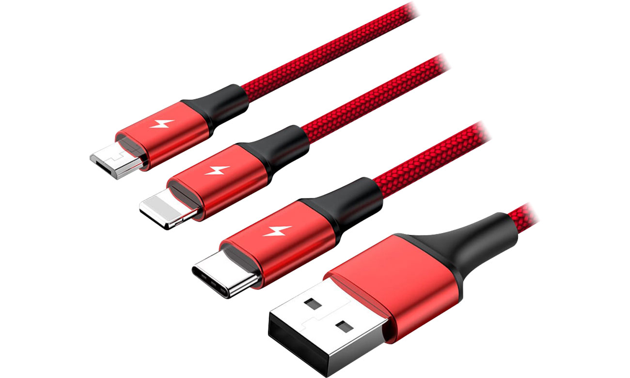 USB-Kabel Unitek 3 in 1 (Lightning / microUSB / USB Typ C) C4049RD