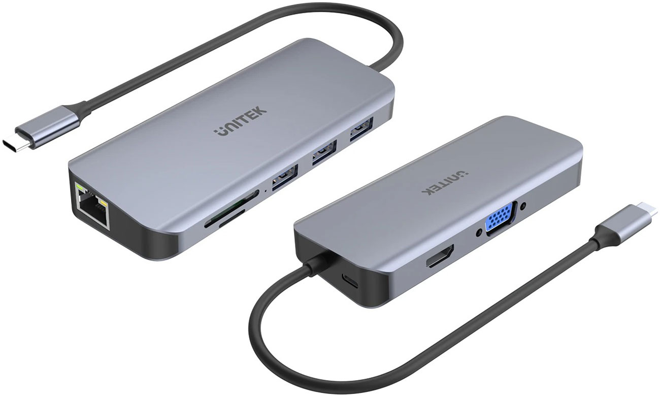 Hub Unitek USB-C - 3x USB 3.1, HDMI, RJ-45, SD, PD100W