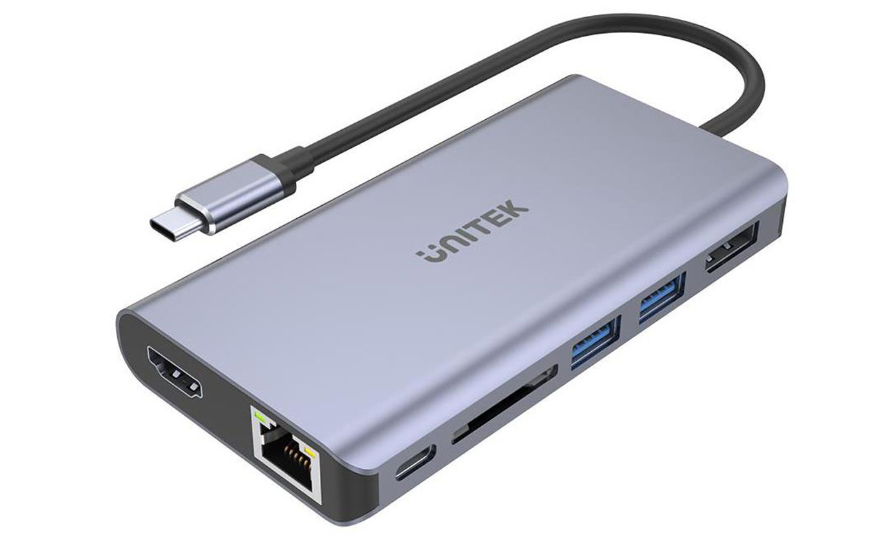 Dockingstation für Laptop Unitek USB-C - 2x USB 3.1, HDMI, DP, RJ-45, SD-Kartenleser
