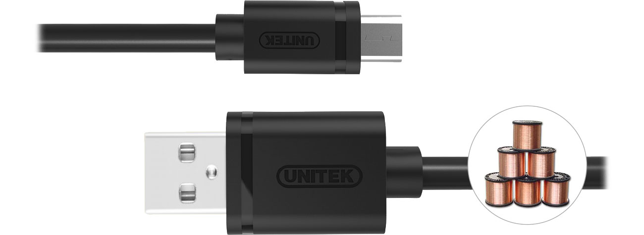 Unitek USB-Kabel Micro USB für Smartphone und Tablet 3m
