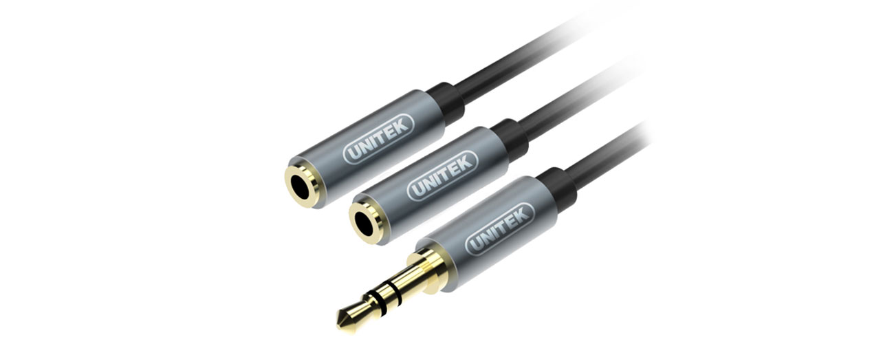 Unitek Miniklinke (M) - 2 x Miniklinke (F) Splitter. Hohe Klangqualität