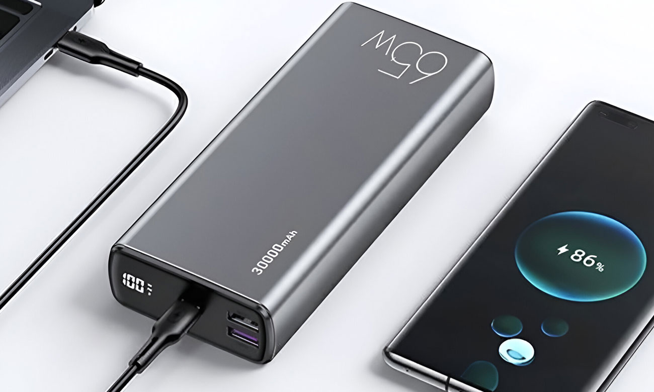 USAMS 30000mAh 65W 2xQC3.0+PD Schnelles Laden + USB-C-USB-C Kabel