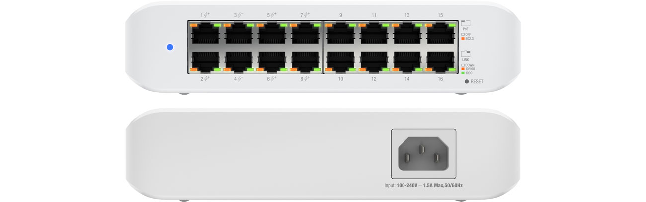 Ubiquiti 16p USW-Lite-16-PoE Przód, tył