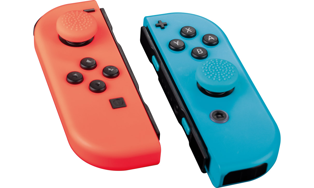 Gummiaufsätze für Analogsticks Venom Thumb Grips montiert auf Joy-Con Controllern