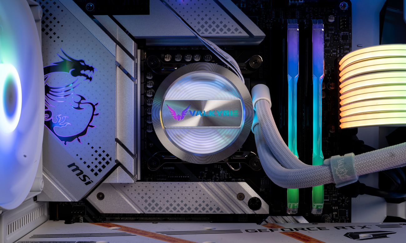 Valkyrie Dragonfang 240 ARGB Pumpe und Schläuche im Gehäuse