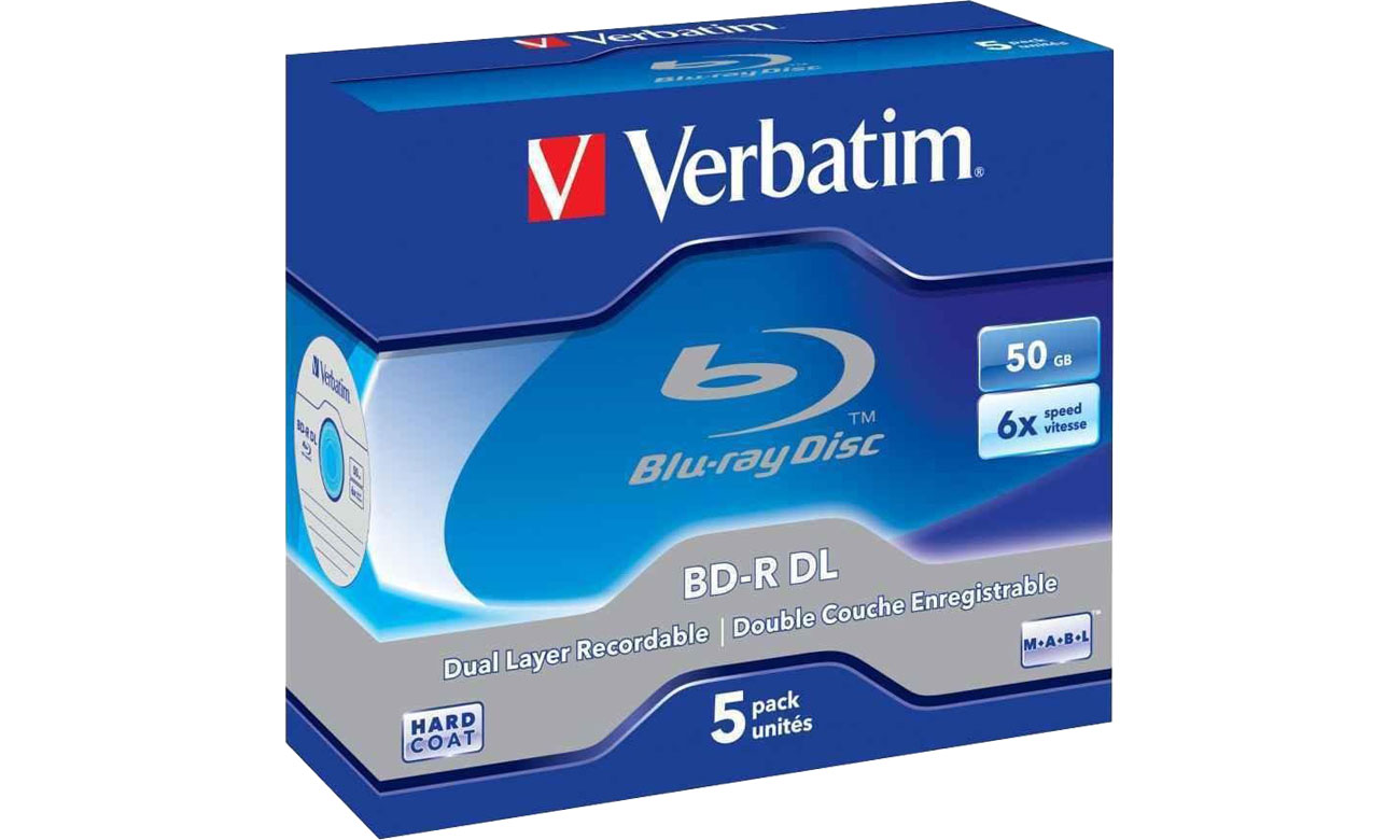 Płyta BD-R Verbatim 50GB 6x BluRay Dual Layer BOX 5szt. 43748