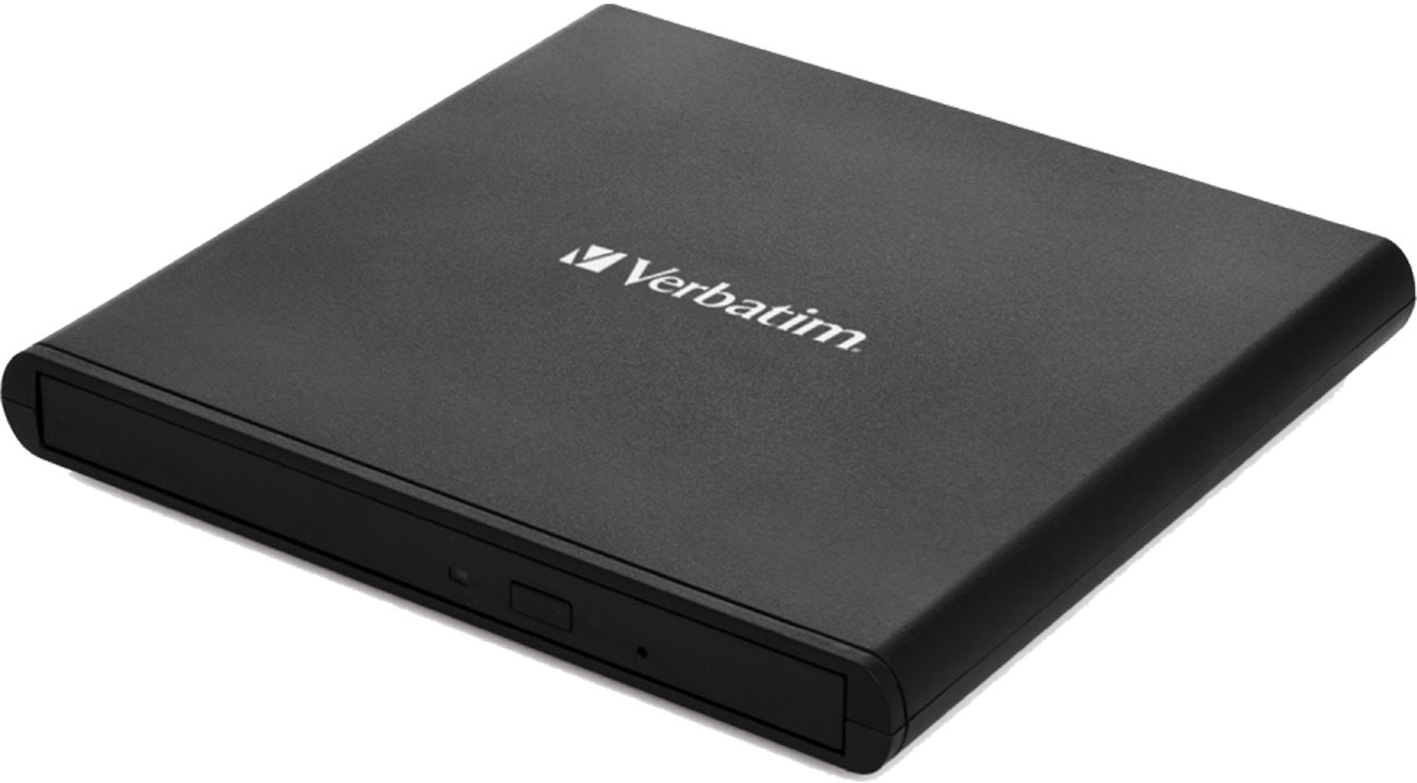 Externer CD/DVD-Brenner Verbatim Slimline - Vorderansicht im Winkel
