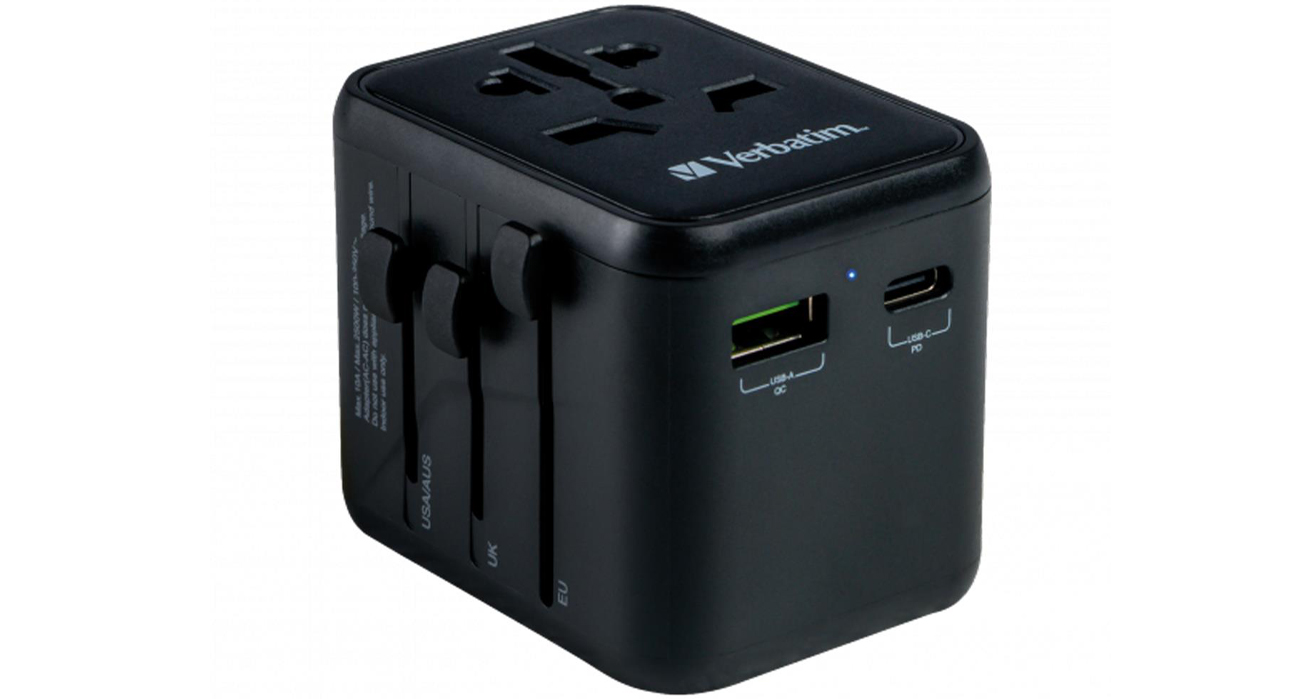 Universal-Reiseadapter Verbatim UTA-02 USB-C PD 20W USB-A QC